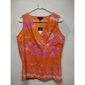 Chaps layered sleeveless top with gathered bust NWT